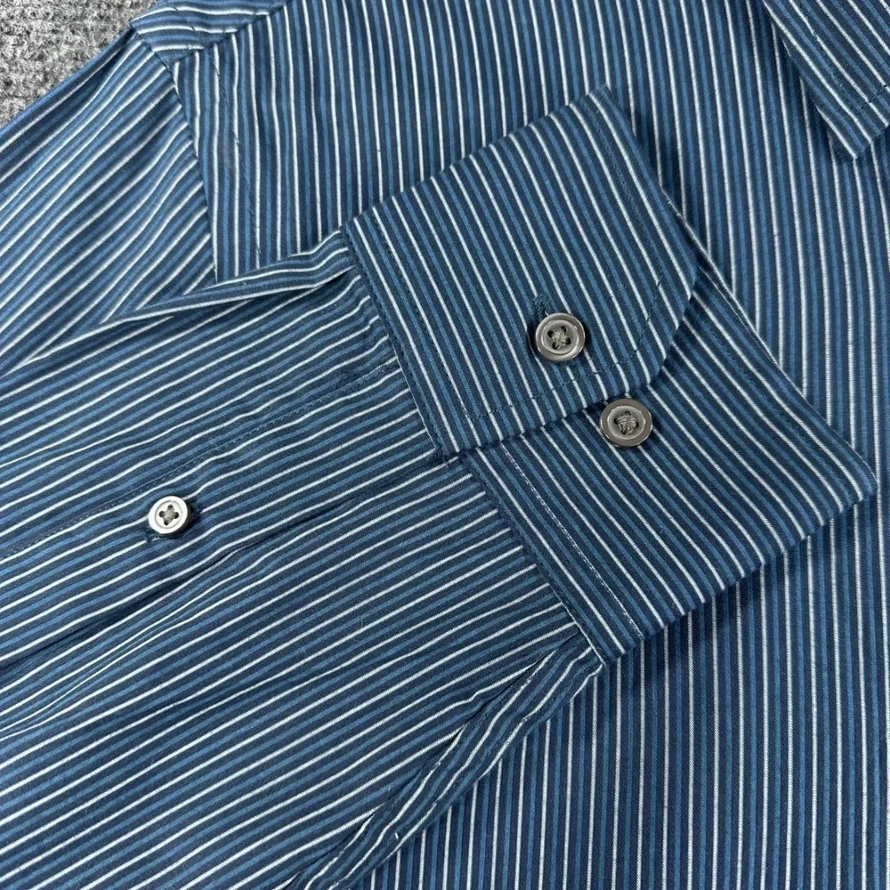 Banana Republic Button Down Mens M Blue Striped Slim Fit Long Sleeve Shirt NWT